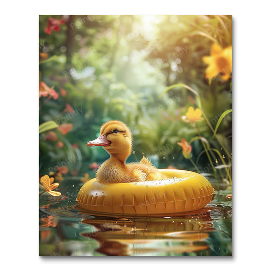 Duckling Learning to Swim (Paint by Numbers)