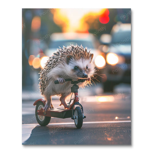 Hedgehog Beating the Traffic (Paint by Numbers)
