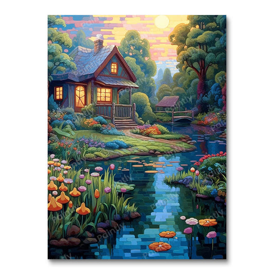 Cottage by the Pond (Diamond Painting)