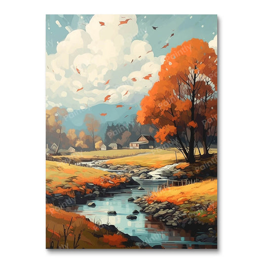 Golden Fall Landscape (Diamond Painting)