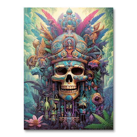 Aztec Skull in the Jungle II (Paint by Numbers)