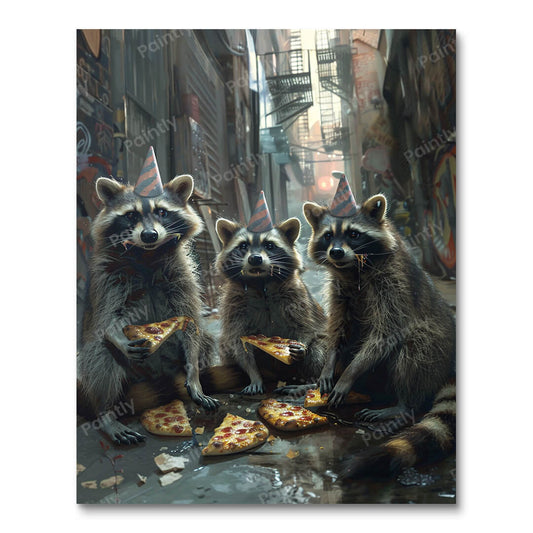 Raccoon Pizza Party (Paint by Numbers)