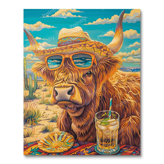 Highland Cow on Vacation (Paint by Numbers)
