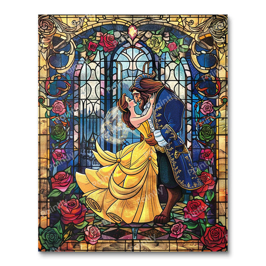 Stained Glass Beauty & The Beast (Paint by Numbers)