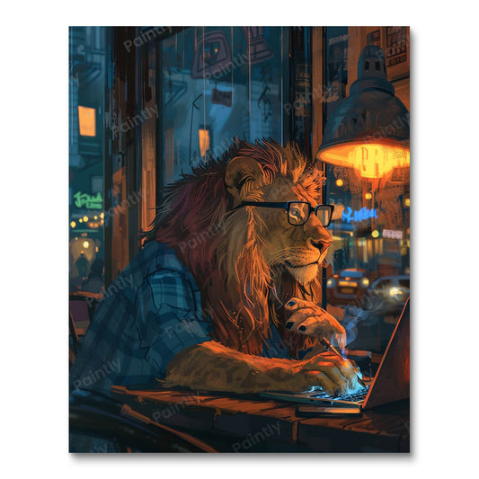 Night Shift Lion (Paint by Numbers)