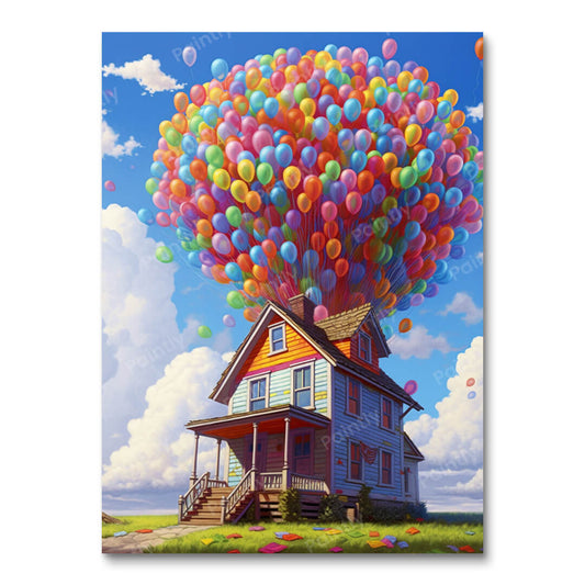 Pointillist Balloon House (Diamond Painting)
