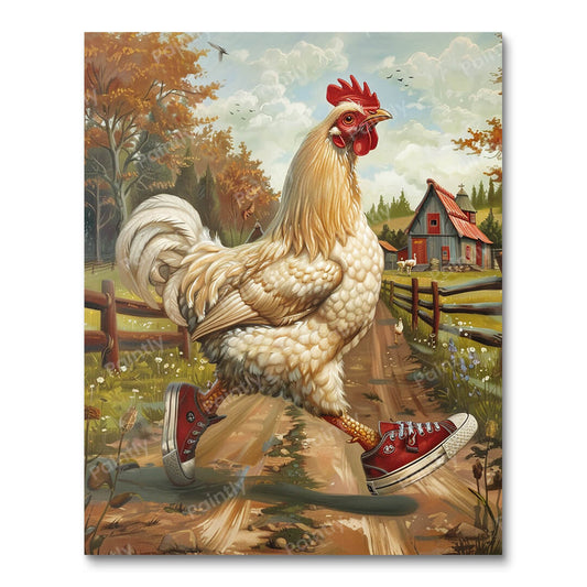 Hen's Morning Jog (Paint by Numbers)