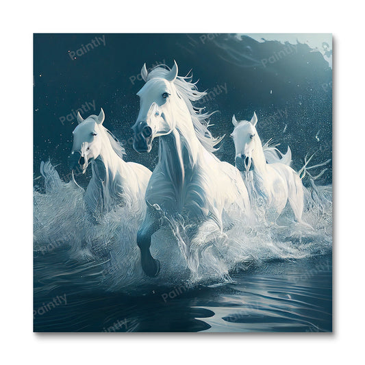 (B25) White Majestic Horses I