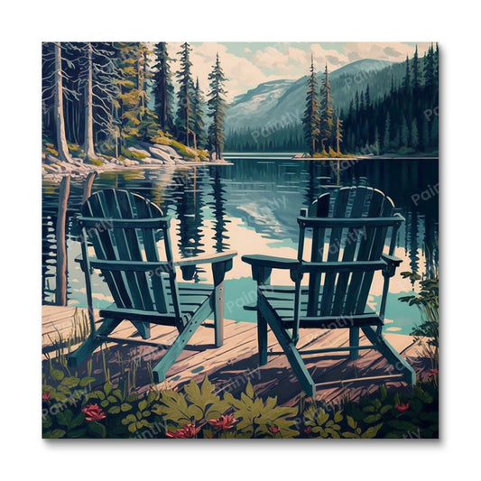 Chairs by the Lake I (Diamond Painting)