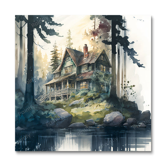 River's Edge Cottage (Diamond Painting)