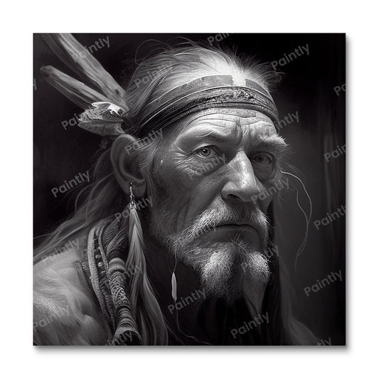 B&W Red Indian Leader (Paint by Numbers)