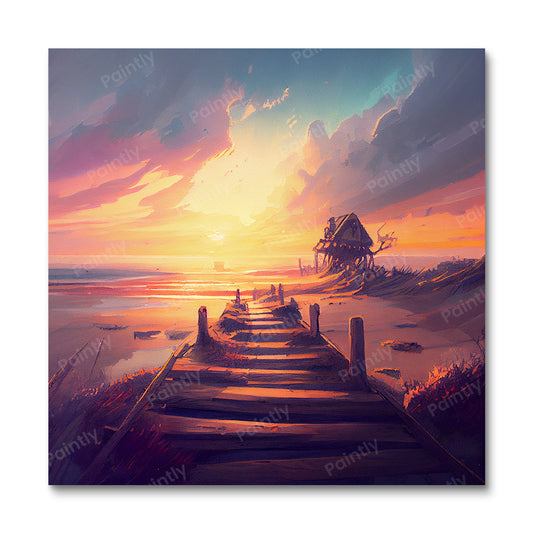 Dramatic Beach Boardwalk I (Paint by Numbers)