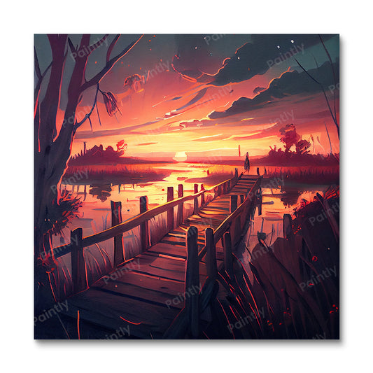 Dramatic Lake Boardwalk I (Paint by Numbers)