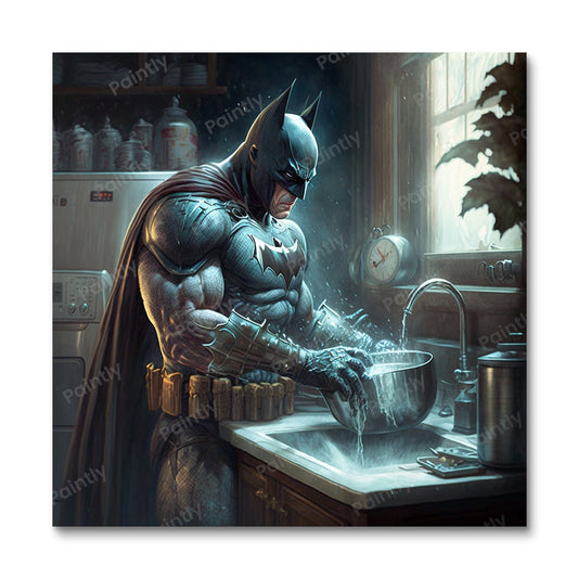 Batman Doing the Dishes (Paint by Numbers)