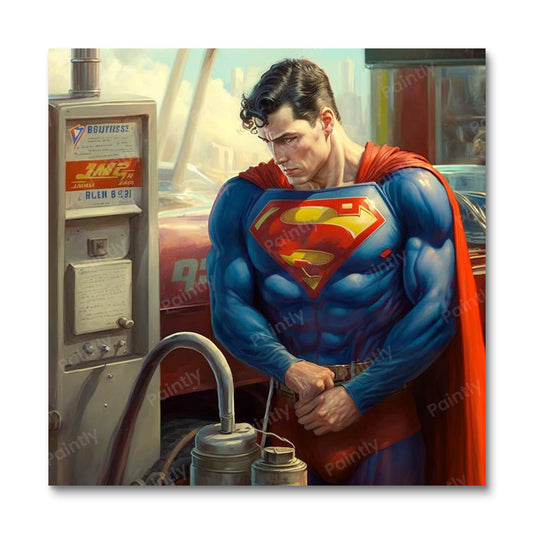 Super Man at the Gas Station (Paint by Numbers)