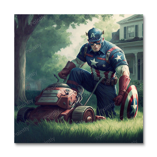 Captain America vs The Lawn Mower (Paint by Numbers)