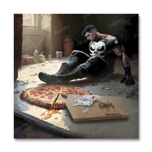 The Punisher and the Fallen Pizza (Paint by Numbers)
