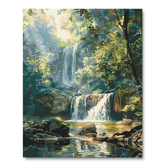 Lush Waterfall (Paint by Numbers)