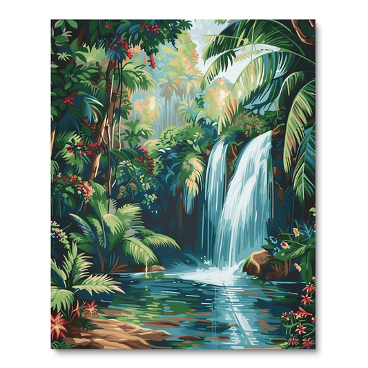 Tropical Waterfall (Paint by Numbers)