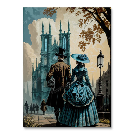 Victorian Stroll by the Cathedral (Paint by Numbers)